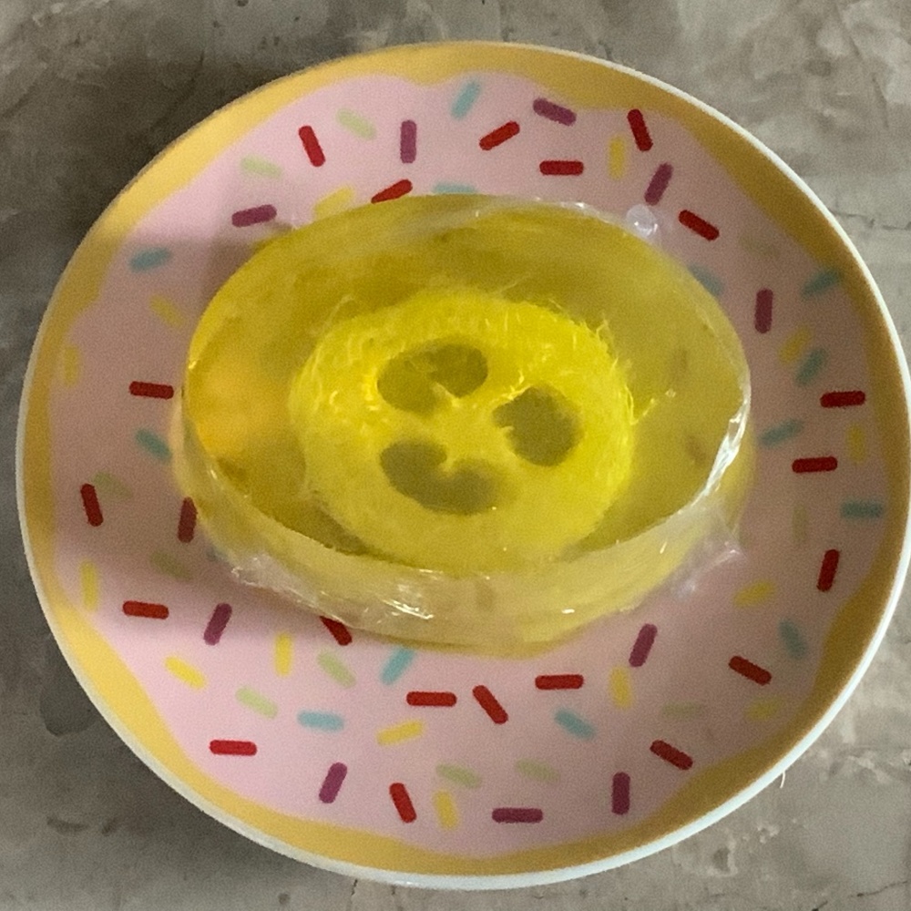 Handmade Organic Lemon  Loofah Soap & Soap Dish